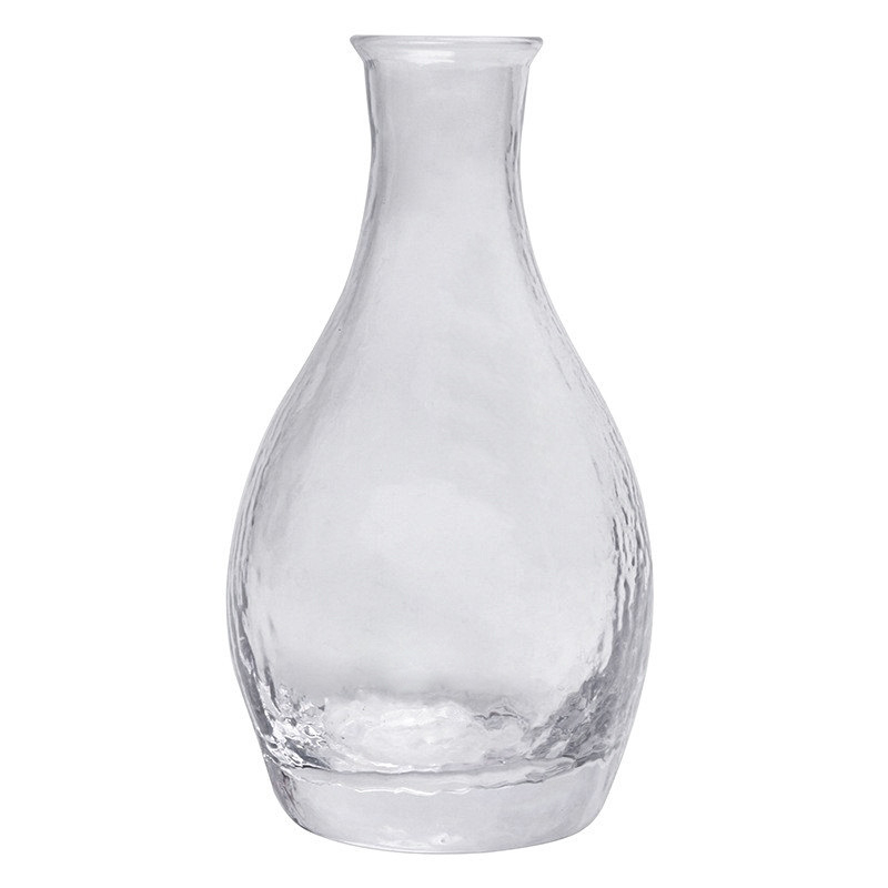 Set japonez din sticlă pentru sake — realizat manual, 1 carafă și 3 pahare, textură ciocănită, set cadou