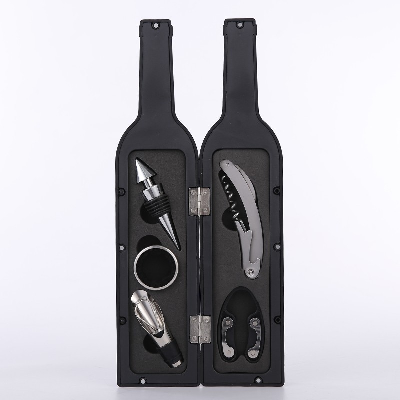 Set deschidere sticle de vin, 3–5 piese, include deschizător de sticle, turnător de vin, dop de vin, tăietor de folie și inel de vin