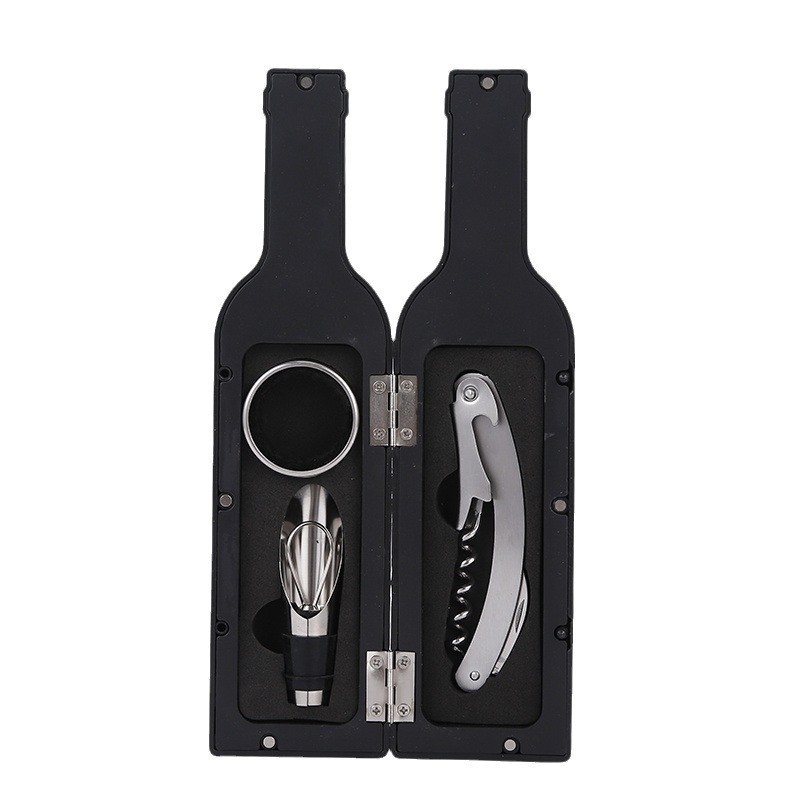 Set deschidere sticle de vin, 3–5 piese, include deschizător de sticle, turnător de vin, dop de vin, tăietor de folie și inel de vin
