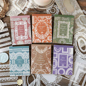 Sugar Poetry PET Autocolante Dantelate – Carte pentru jurnal, Muzeul Dantelilor, stil retro, decorațiuni DIY pentru colaje