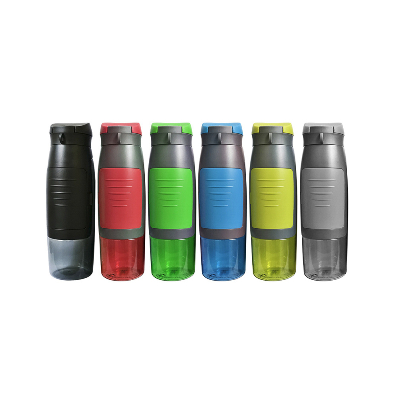 sticlă de apă din plastic pentru activități sportive în aer liber, cu capacitate mare și compartiment de depozitare, portabilă pentru fitness și camping