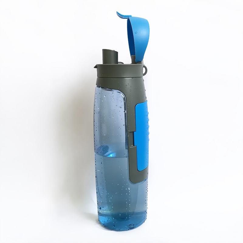 sticlă de apă din plastic pentru activități sportive în aer liber, cu capacitate mare și compartiment de depozitare, portabilă pentru fitness și camping