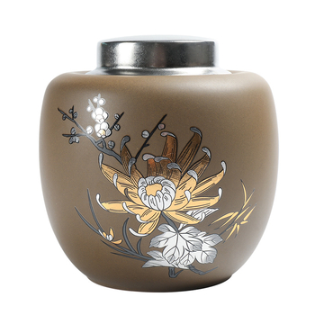 Recipient ceramic sigilat pentru ceai, în stil chinezesc retro, borcan mare de depozitare Pu'er, spațiu de depozitare acasă cu husă cadou