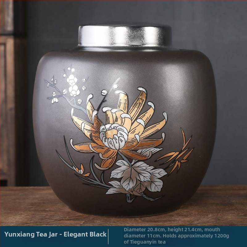 Recipient ceramic sigilat pentru ceai, în stil chinezesc retro, borcan mare de depozitare Pu'er, spațiu de depozitare acasă cu husă cadou