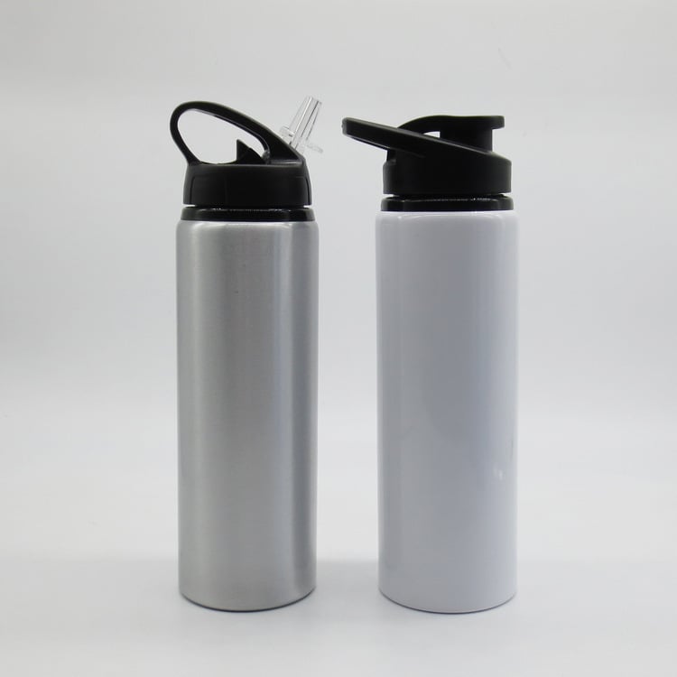 Sticlă de sport din aluminiu, cu gură largă, corp cilindric, pentru ciclism în aer liber, imprimare logo