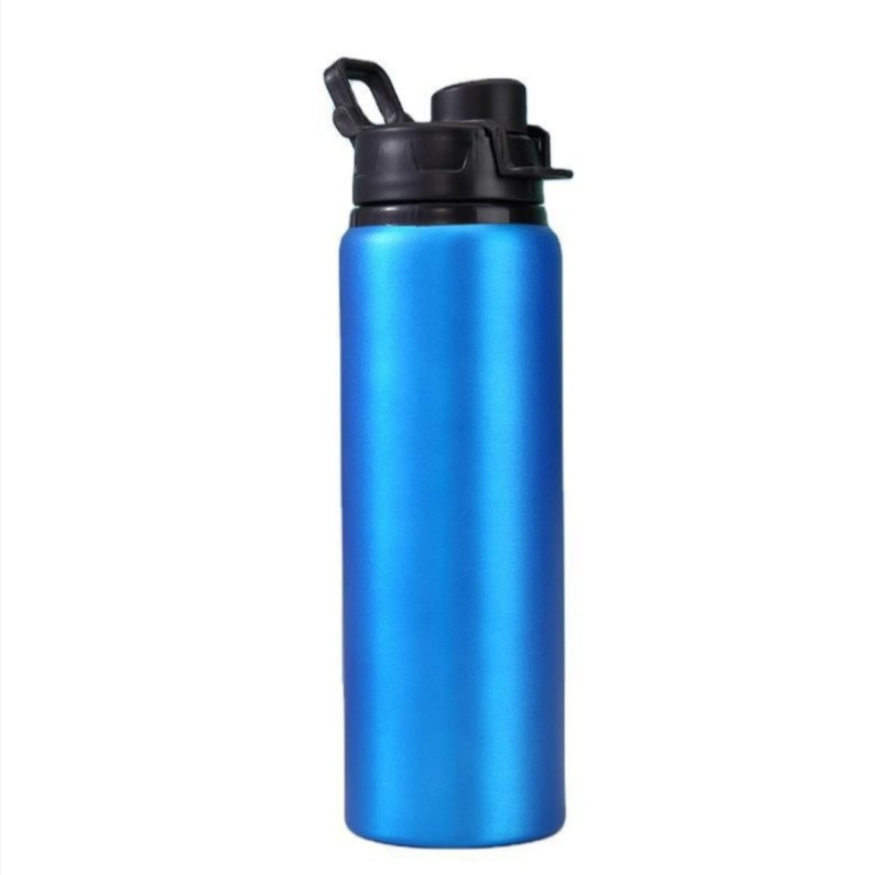 Sticlă de sport din aluminiu, cu gură largă, corp cilindric, pentru ciclism în aer liber, imprimare logo