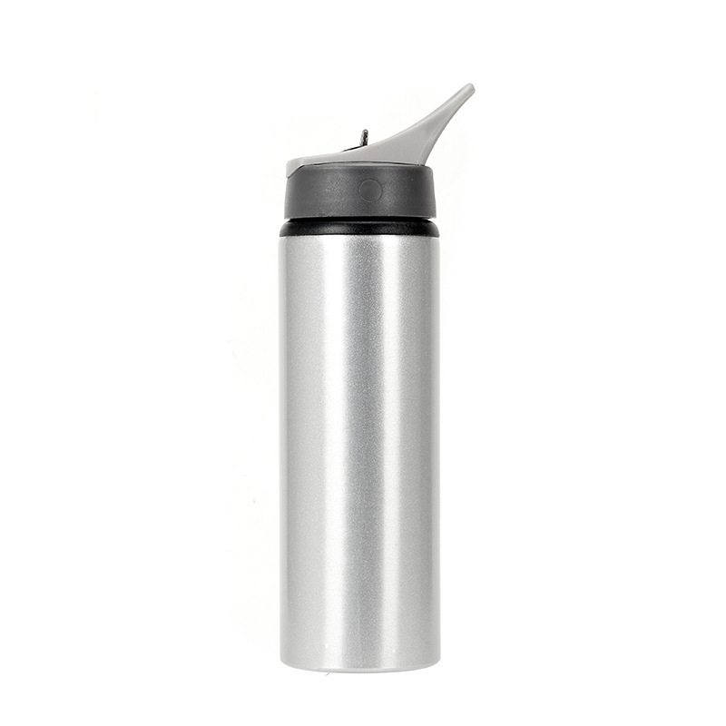 Sticlă de sport din aluminiu, cu gură largă, corp cilindric, pentru ciclism în aer liber, imprimare logo