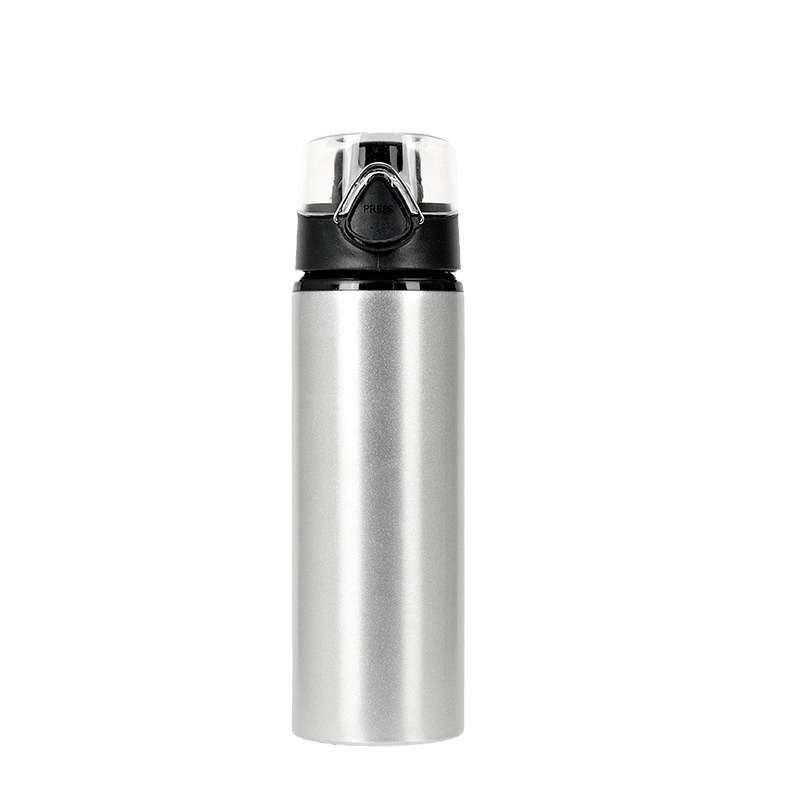 Sticlă de sport din aluminiu, cu gură largă, corp cilindric, pentru ciclism în aer liber, imprimare logo
