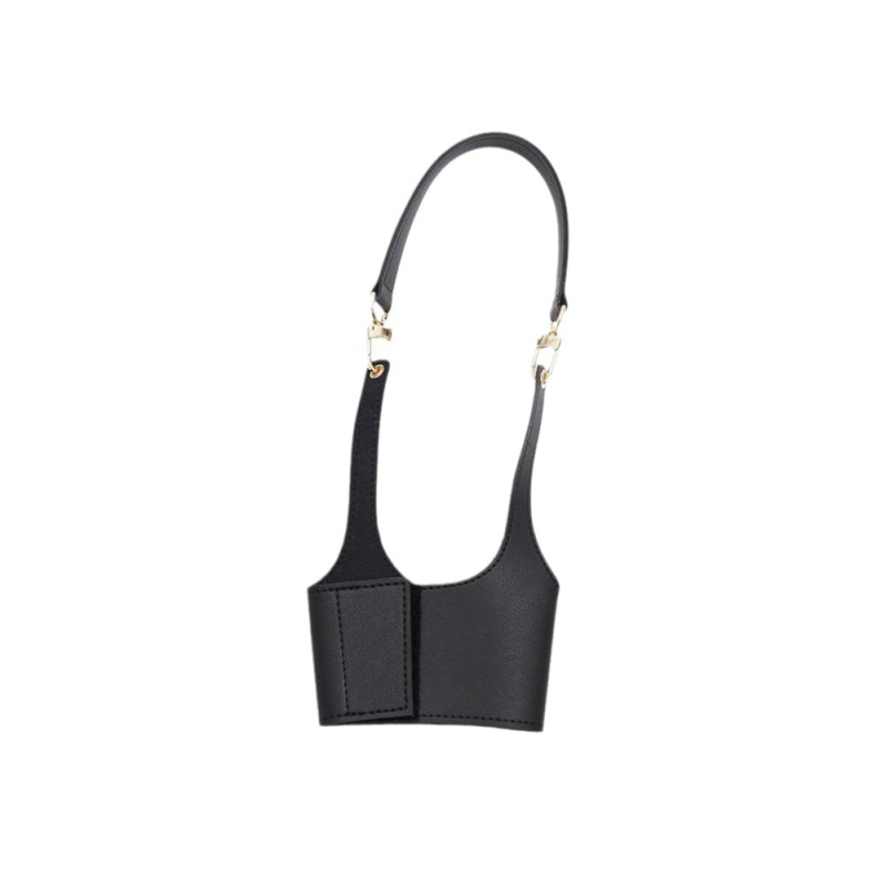 Husă din piele PU pentru pahar de ceai cu lapte – pentru pahar din sticlă cu pai, manevrare manuală, design minimalist pentru exterior