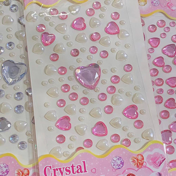 Stickere TikTok Inimă cu Diamante – 3D Decor pentru Machiaj de Scenă, Autocolante Epoxi pentru Recompensele Copiilor