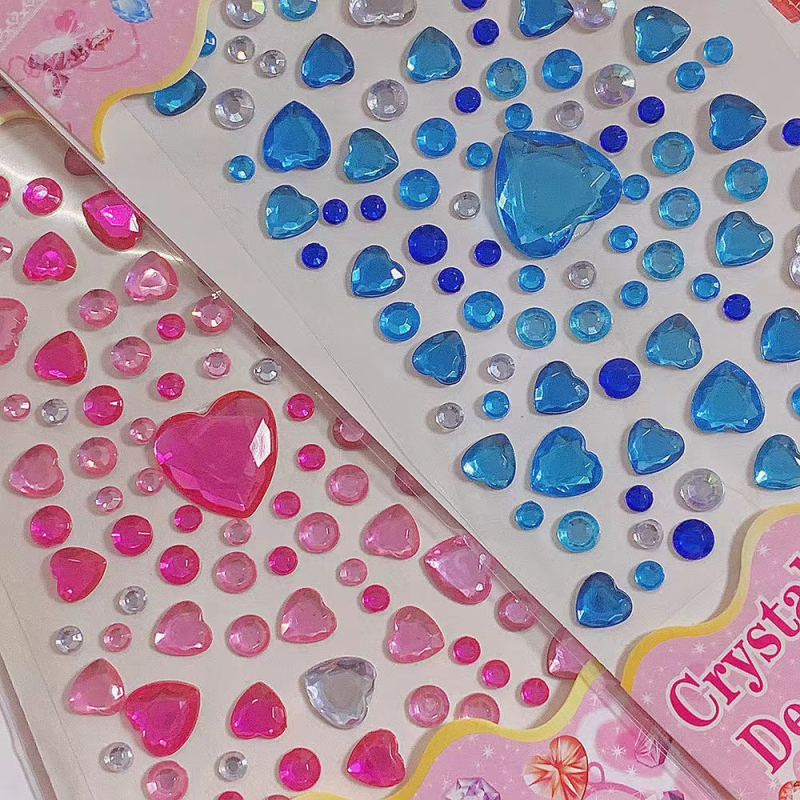 Stickere TikTok Inimă cu Diamante – 3D Decor pentru Machiaj de Scenă, Autocolante Epoxi pentru Recompensele Copiilor