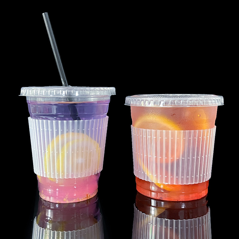 Husă transparentă din plastic pentru pahar, diametru 98 mm; pahare de unică folosință de 90 ml pentru ceai cu lapte; izolație PET