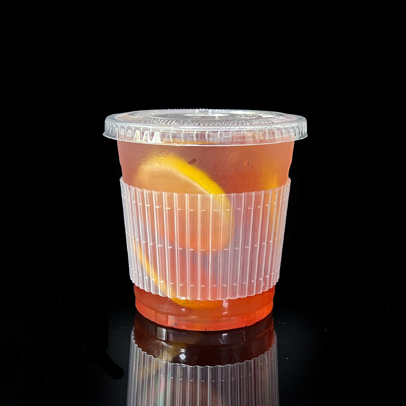 Husă transparentă din plastic pentru pahar, diametru 98 mm; pahare de unică folosință de 90 ml pentru ceai cu lapte; izolație PET