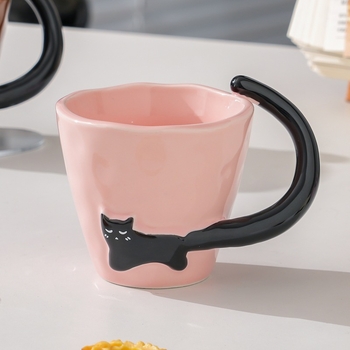 Cană de pisică minimalistă, ceramică pentru mic dejun, cadou personalizat drăguț