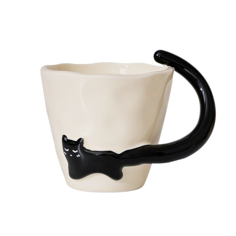 Cană de pisică minimalistă, ceramică pentru mic dejun, cadou personalizat drăguț
