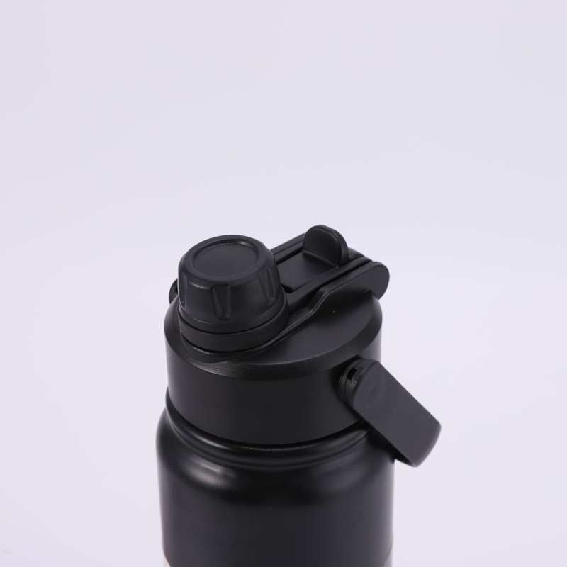 Capac termos cu duză de aspirație, din plastic, rotund, negru