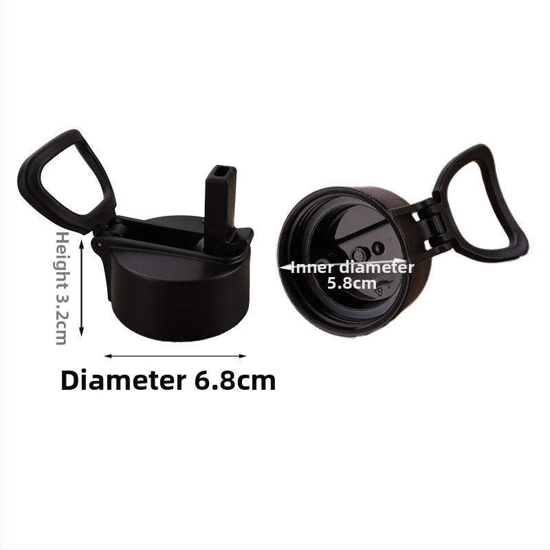 Capac termos cu duză de aspirație, din plastic, rotund, negru