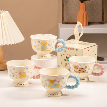 Ceașcă ceramică cu buline pentru cupluri, elegantă pentru mic dejun, cadou de ziua de naștere