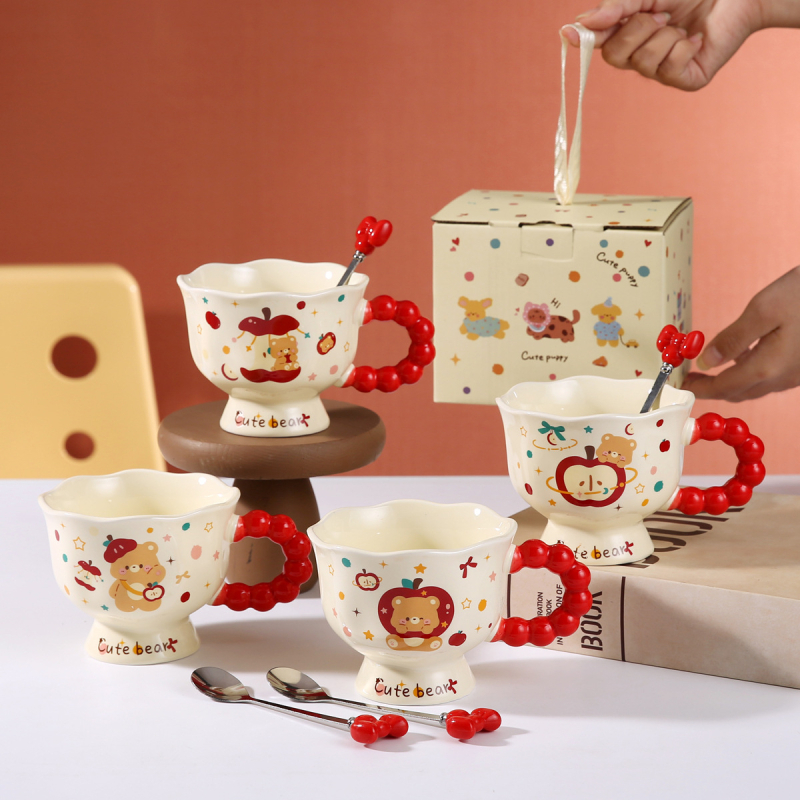 Ceașcă ceramică cu buline pentru cupluri, elegantă pentru mic dejun, cadou de ziua de naștere