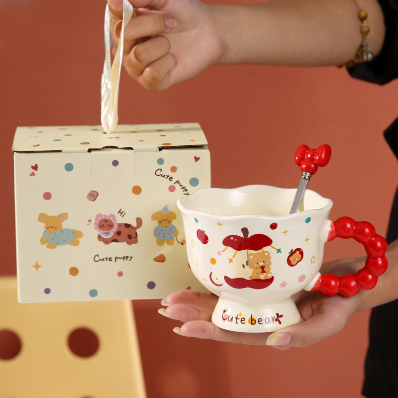 Ceașcă ceramică cu buline pentru cupluri, elegantă pentru mic dejun, cadou de ziua de naștere