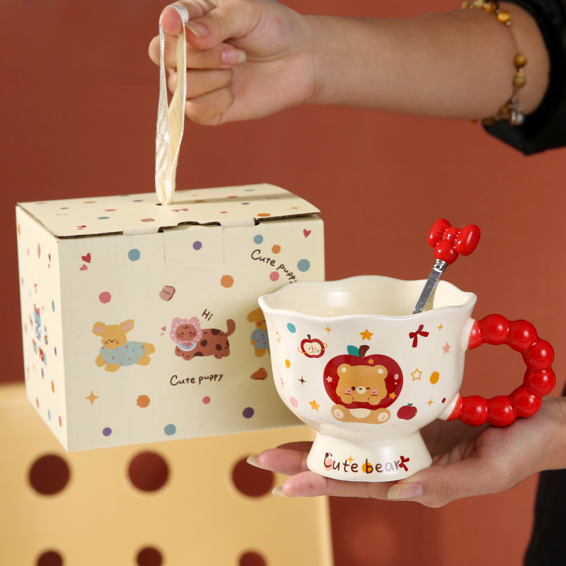 Ceașcă ceramică cu buline pentru cupluri, elegantă pentru mic dejun, cadou de ziua de naștere