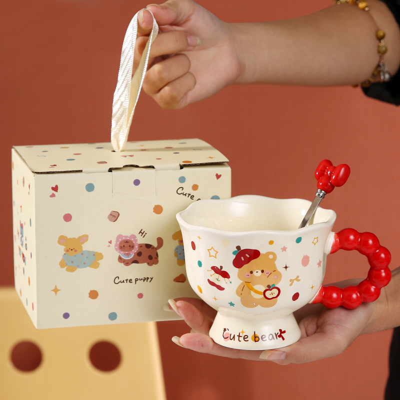 Ceașcă ceramică cu buline pentru cupluri, elegantă pentru mic dejun, cadou de ziua de naștere