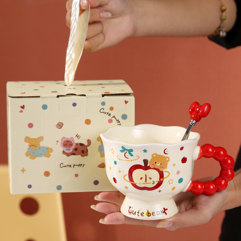 Ceașcă ceramică cu buline pentru cupluri, elegantă pentru mic dejun, cadou de ziua de naștere