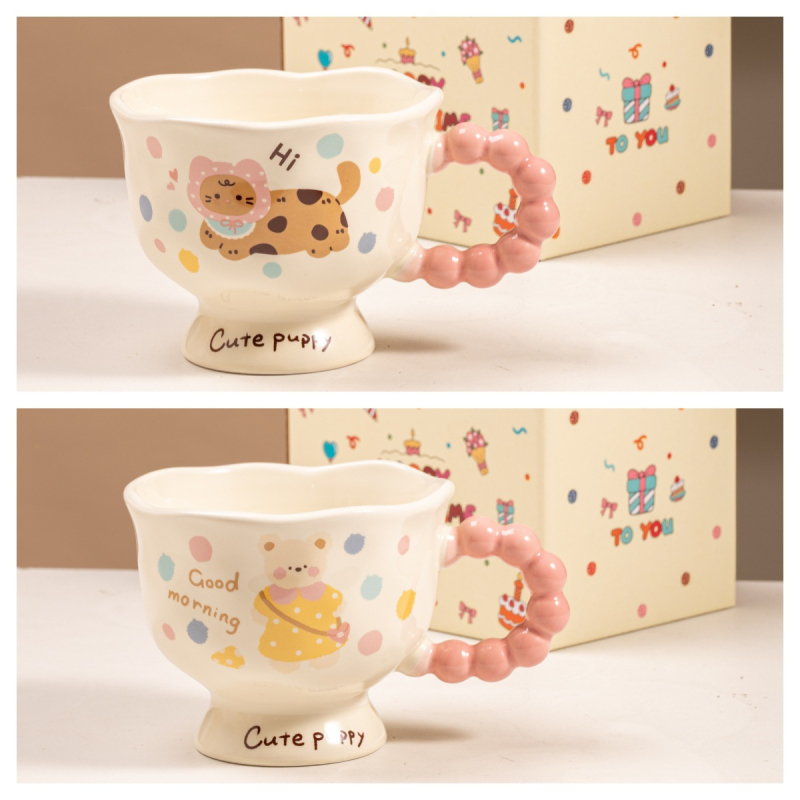 Ceașcă ceramică cu buline pentru cupluri, elegantă pentru mic dejun, cadou de ziua de naștere