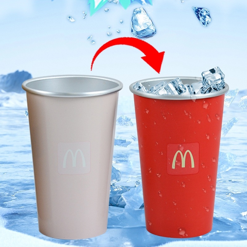 Cană din aluminiu cu schimbare de culoare, 450 ml, pentru exterior, cană de călătorie