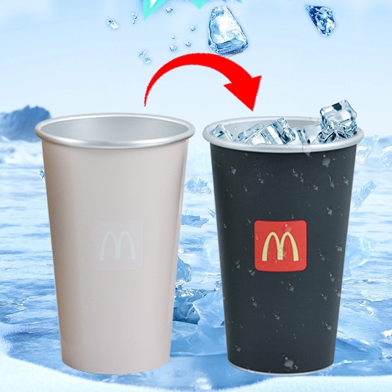 Cană din aluminiu cu schimbare de culoare, 450 ml, pentru exterior, cană de călătorie