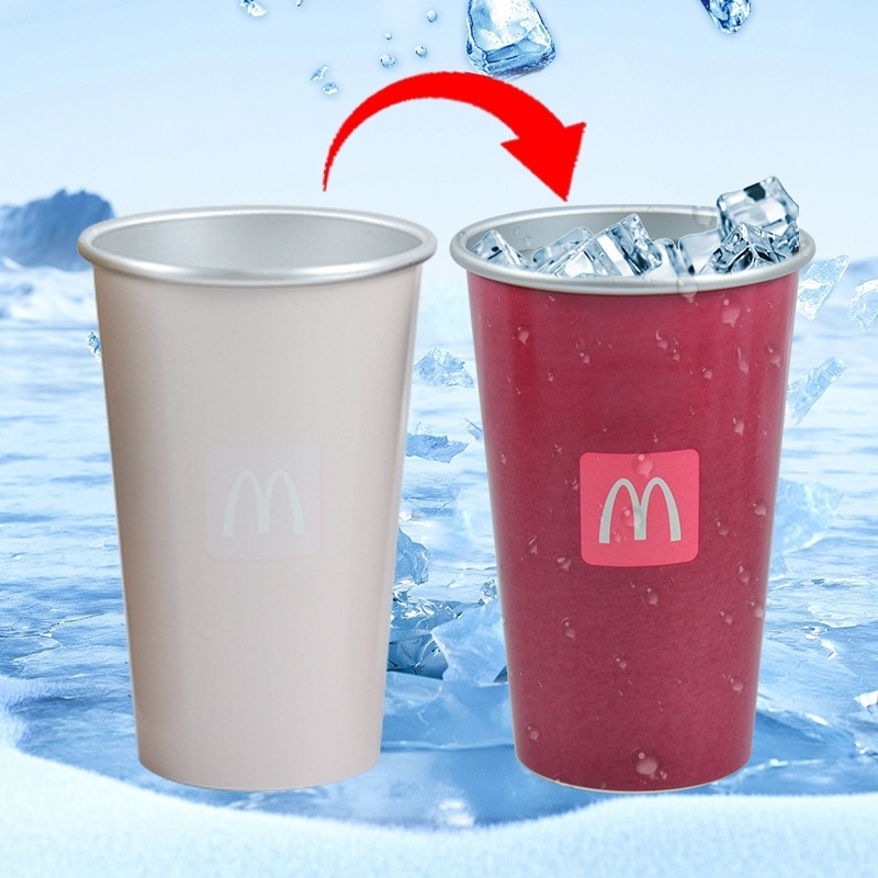 Cană din aluminiu cu schimbare de culoare, 450 ml, pentru exterior, cană de călătorie