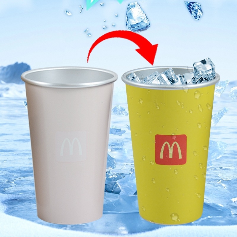 Cană din aluminiu cu schimbare de culoare, 450 ml, pentru exterior, cană de călătorie