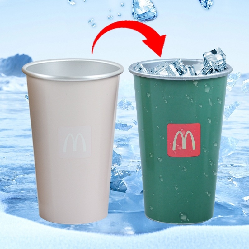Cană din aluminiu cu schimbare de culoare, 450 ml, pentru exterior, cană de călătorie