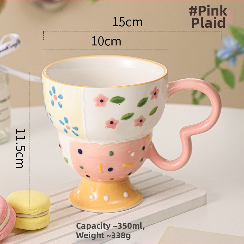 Ceșcuță ceramică cu relief, pictată manual, pentru cafea, design drăguț