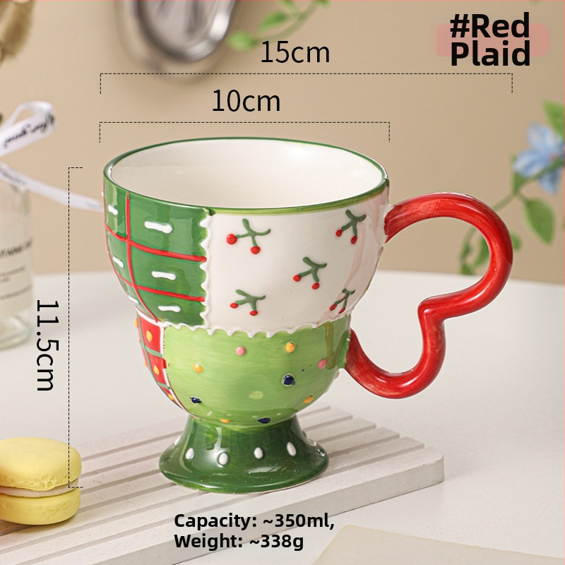 Ceșcuță ceramică cu relief, pictată manual, pentru cafea, design drăguț
