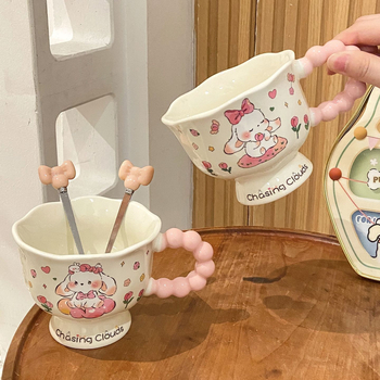Ceașcă ceramică cu iepuraș – cadou de ziua de naștere pentru fete, cele mai bune prietene și surori, set de suvenir practic și semnificativ