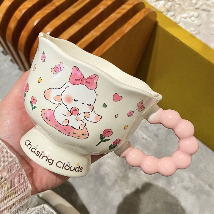 Ceașcă ceramică cu iepuraș – cadou de ziua de naștere pentru fete, cele mai bune prietene și surori, set de suvenir practic și semnificativ