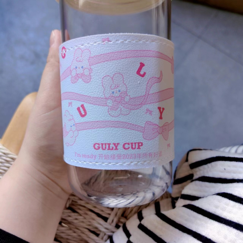 Husă din piele PU pentru ceașcă de ceai cu lapte și pentru cești de ceai cu flori, potrivită pentru diametrul 73–75 mm