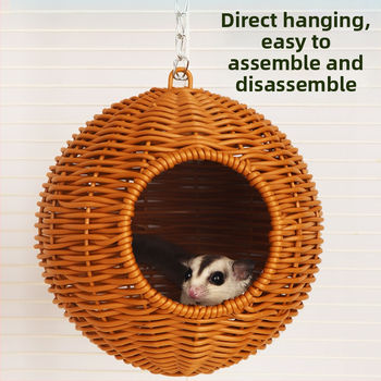 Visiace hniezdo pre domáce zvieratá: bavlnené hniezdo a plastové ratanové hniezdo pre hamster, sugar glider, lietajúca veverička a papagáj