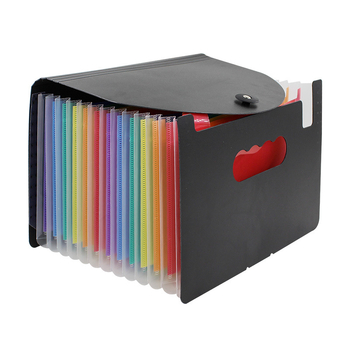 Dosar cu capac în culori curcubeu, 12 niveluri și 24 buzunare, organizator de documente din plastic