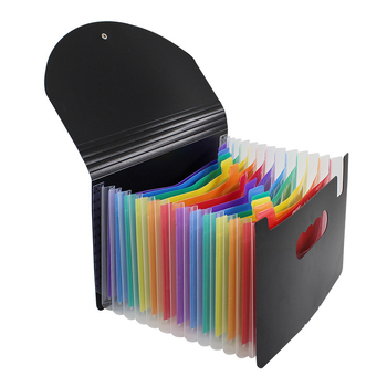 Dosar cu capac în culori curcubeu, 12 niveluri și 24 buzunare, organizator de documente din plastic