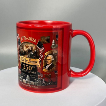 Cană de cafea din porțelan, 350 ml, memorabilă pentru 250-a aniversare a SUA, cadou creativ cu logo personalizat