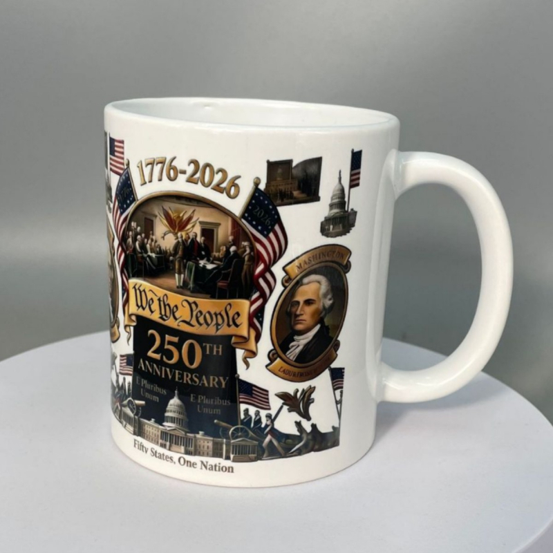 Cană de cafea din porțelan, 350 ml, memorabilă pentru 250-a aniversare a SUA, cadou creativ cu logo personalizat