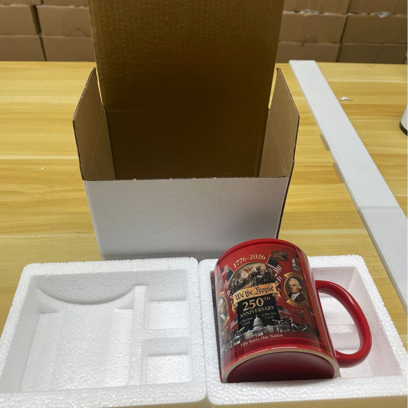 Cană de cafea din porțelan, 350 ml, memorabilă pentru 250-a aniversare a SUA, cadou creativ cu logo personalizat