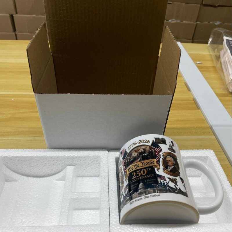 Cană de cafea din porțelan, 350 ml, memorabilă pentru 250-a aniversare a SUA, cadou creativ cu logo personalizat