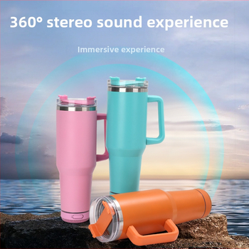 Pahar termos din oțel inoxidabil cu pereți dubli, 40oz, difuzor Bluetooth, pentru mașină, portabil
