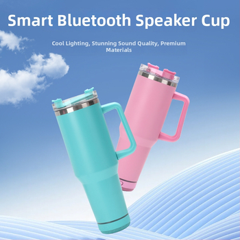 Pahar termos din oțel inoxidabil cu pereți dubli, 40oz, difuzor Bluetooth, pentru mașină, portabil
