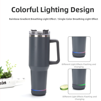 Pahar termos din oțel inoxidabil cu pereți dubli, 40oz, difuzor Bluetooth, pentru mașină, portabil