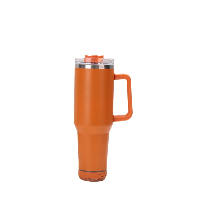 Pahar termos din oțel inoxidabil cu pereți dubli, 40oz, difuzor Bluetooth, pentru mașină, portabil