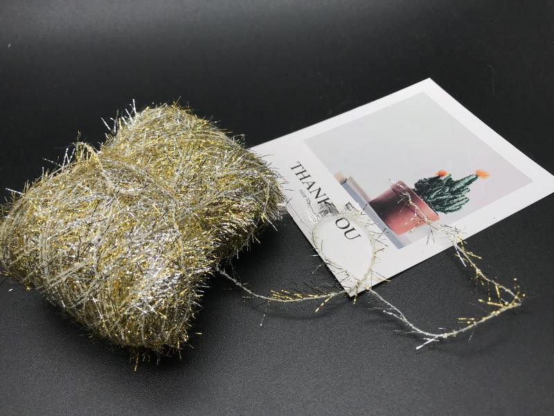 Fir croșetă lucrat manual, cu fir auriu dublu și fir de sticlă sclipitor, pentru țesut manual